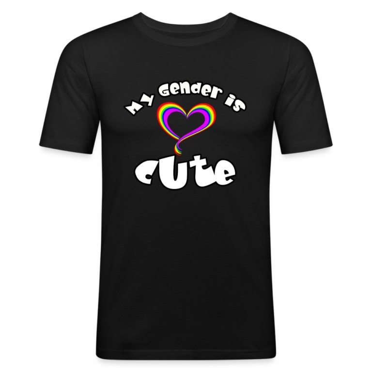 my-gender-is-cute-maenner-slim-fit-t-shirt-schwarz