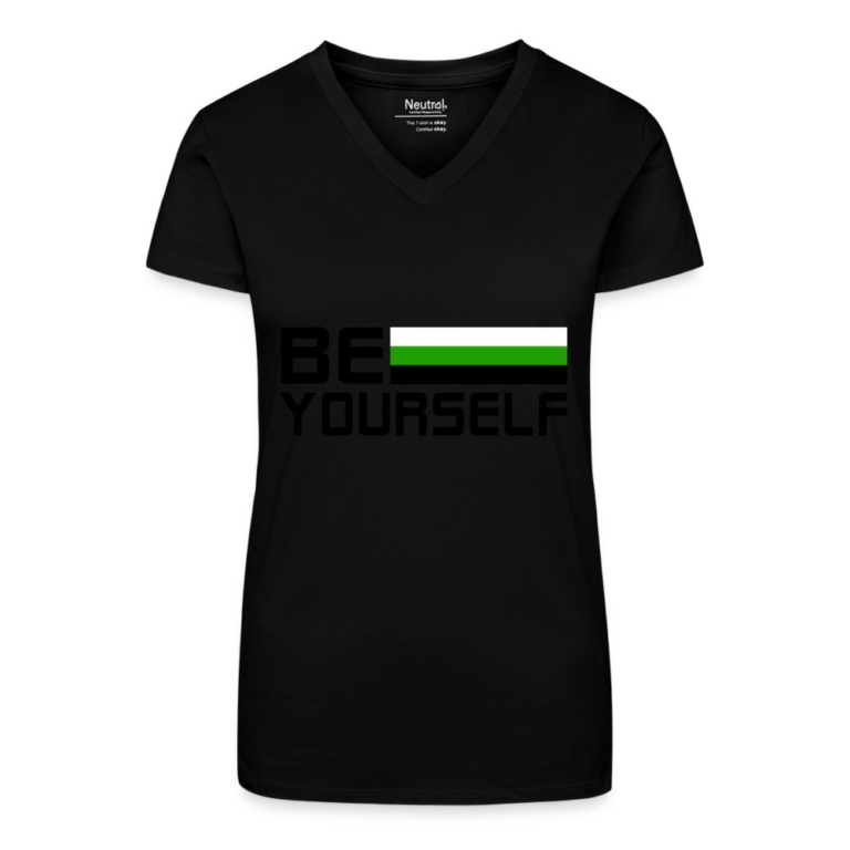 neutrois-be-yourself-bio-frauen-t-shirt-mit-v-ausschnitt-schwarz