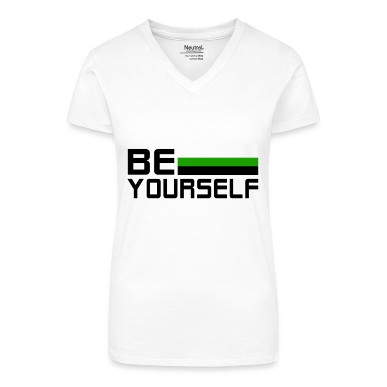 neutrois-be-yourself-bio-frauen-t-shirt-mit-v-ausschnitt-weiss