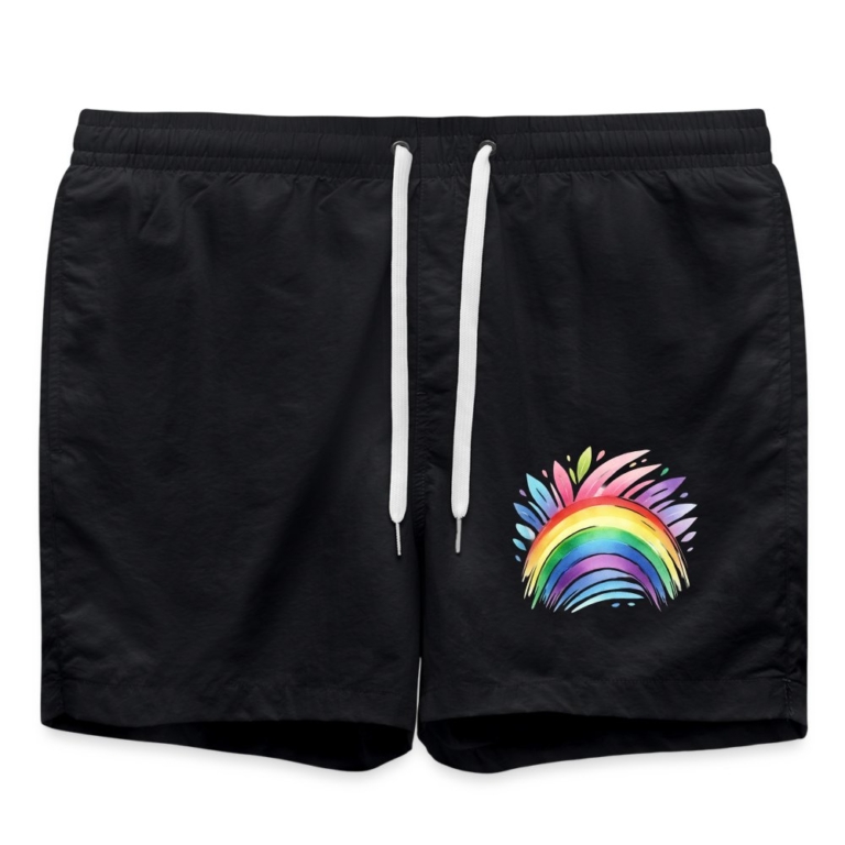 pastell-regenbogen-badeshorts-schwarz