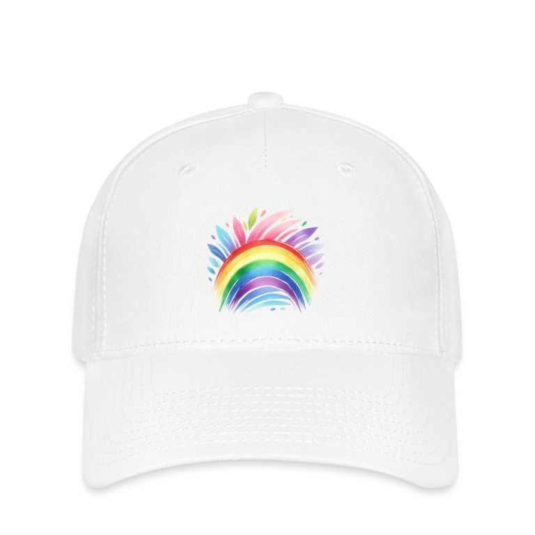 pastell-regenbogen-flexfit-cap-weiss