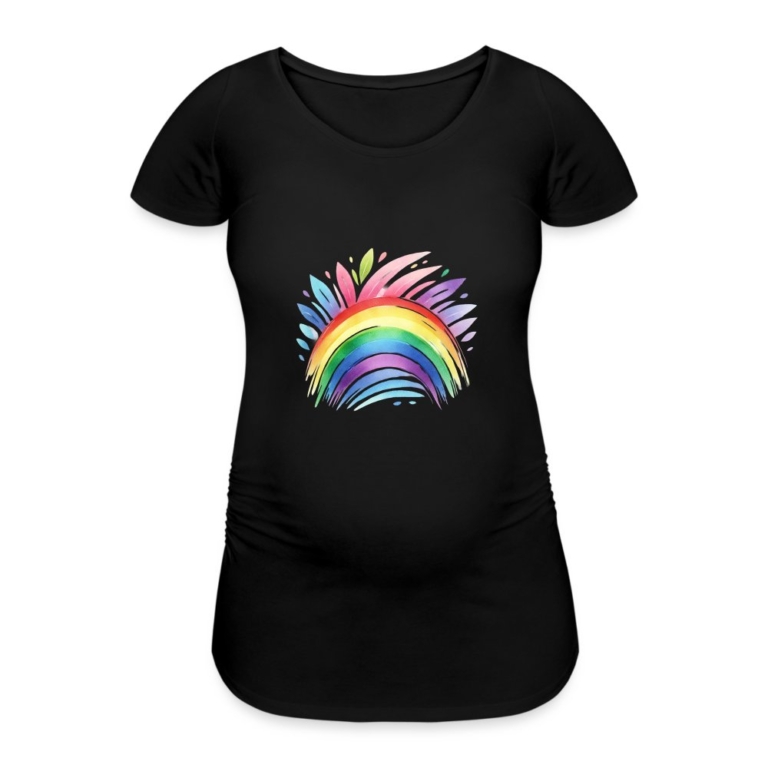 pastell-regenbogen-frauen-schwangerschafts-t-shirt-schwarz