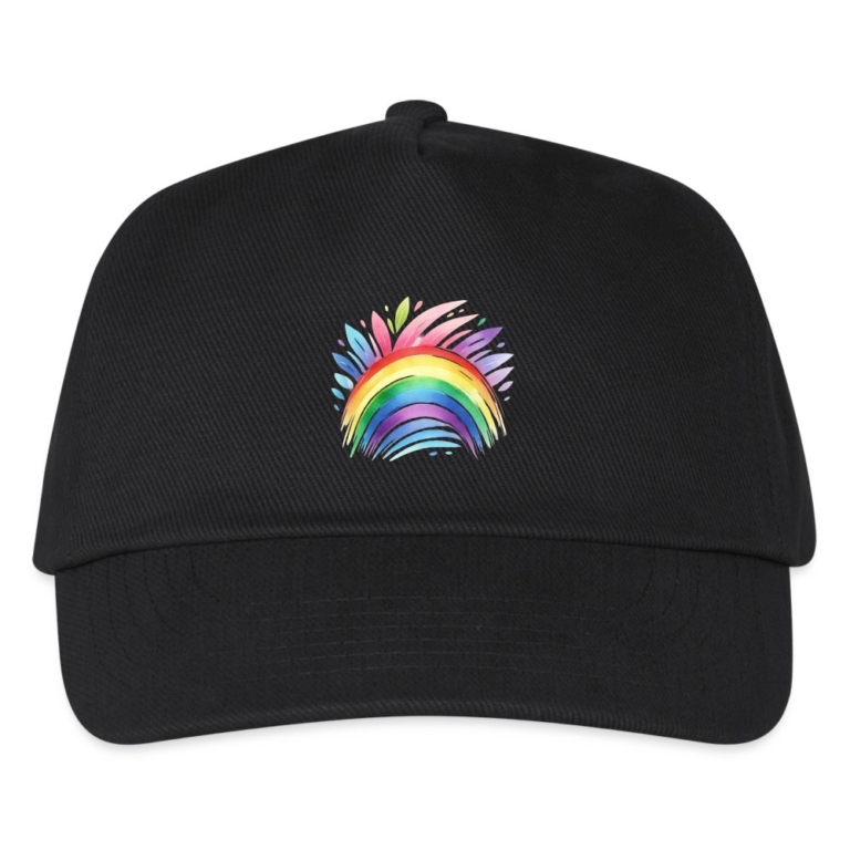 pastell-regenbogen-kinder-basecap-schwarz