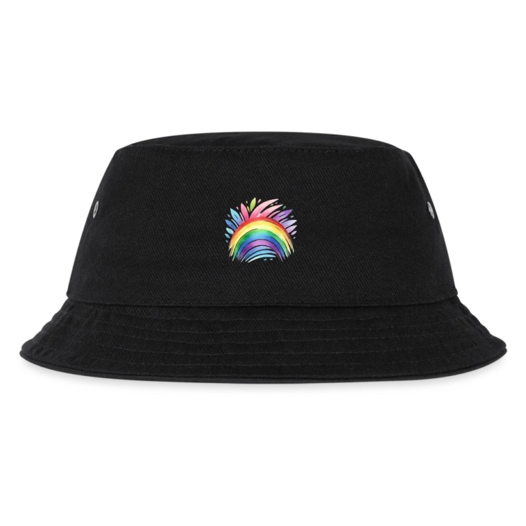 pastell-regenbogen-kinder-bucket-hat-schwarz