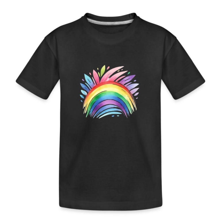 pastell-regenbogen-kinder-premium-bio-t-shirt-schwarz