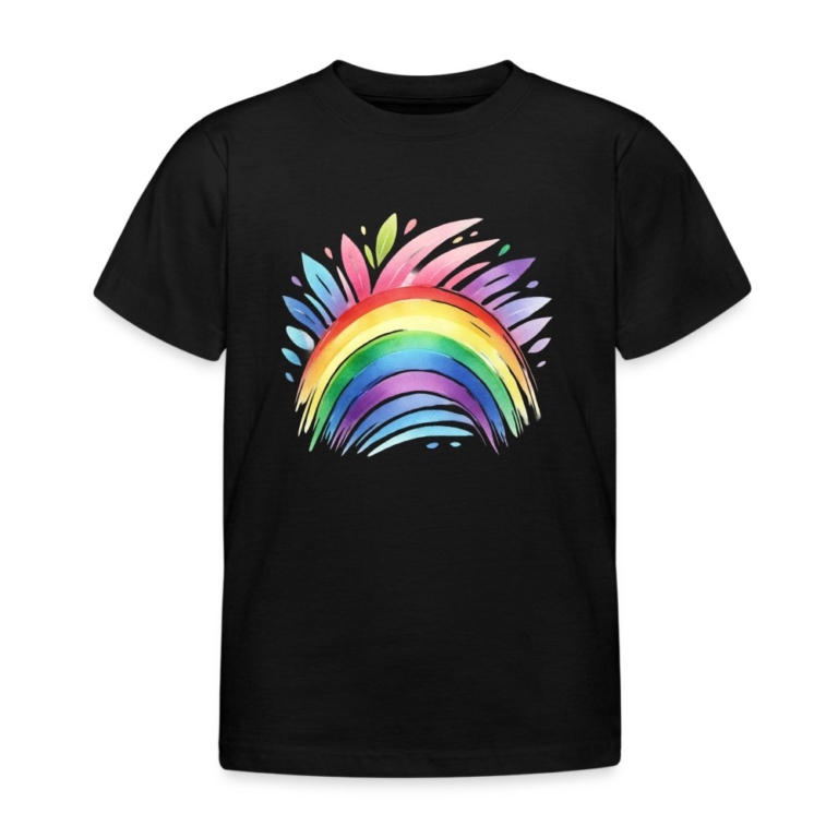 pastell-regenbogen-kinder-t-shirt-schwarz