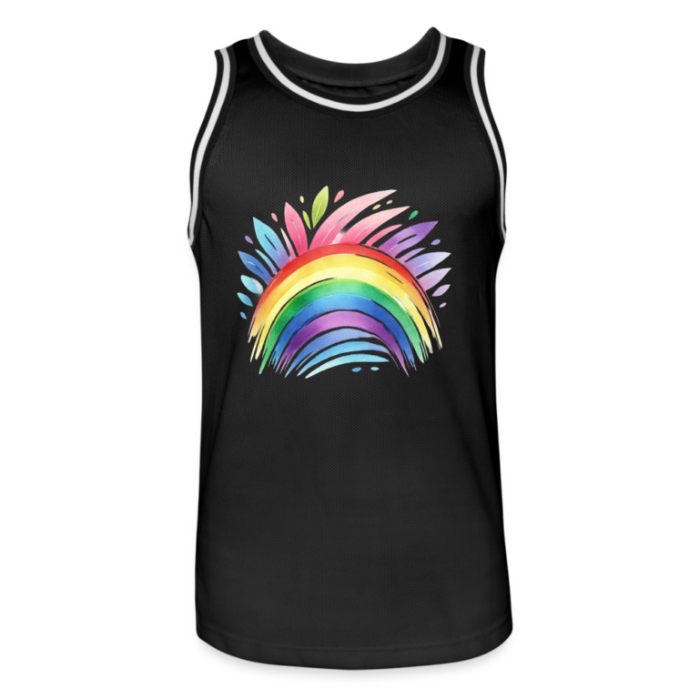 pastell-regenbogen-maenner-basketball-trikot-schwarz-weiss