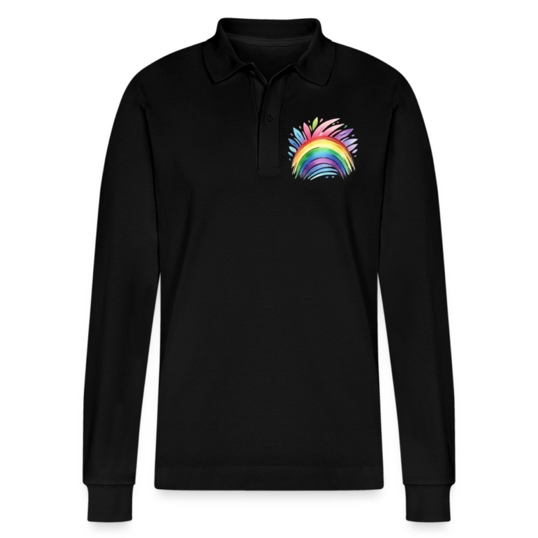 pastell-regenbogen-stanleystella-unisex-bio-langarm-poloshirt-prepster-schwarz
