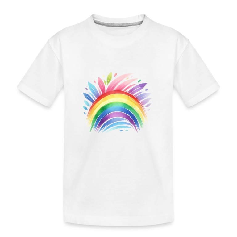 pastell-regenbogen-teenager-premium-bio-t-shirt-weiss