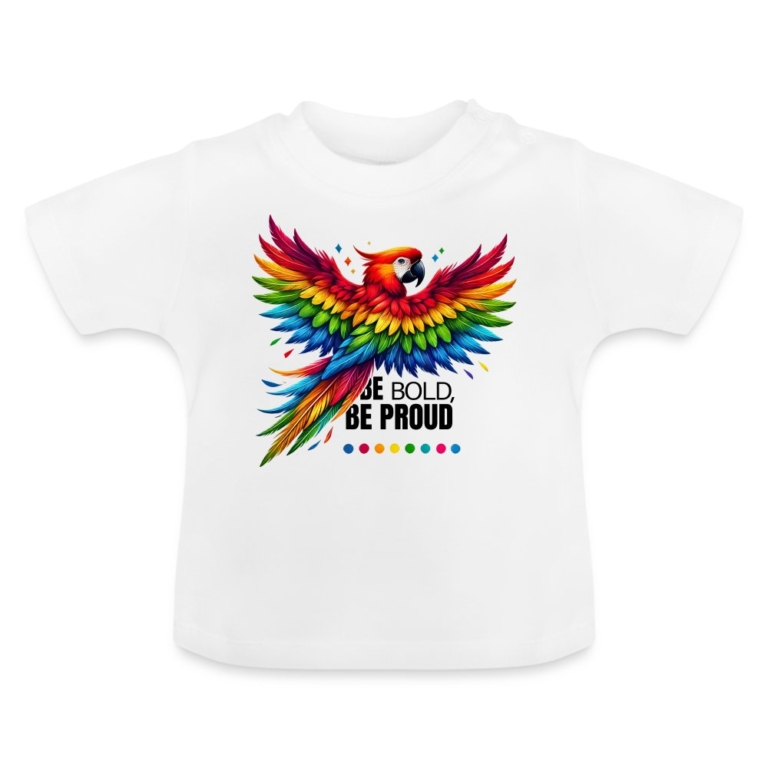 pride-papagei-baby-bio-t-shirt-mit-rundhals-weiss