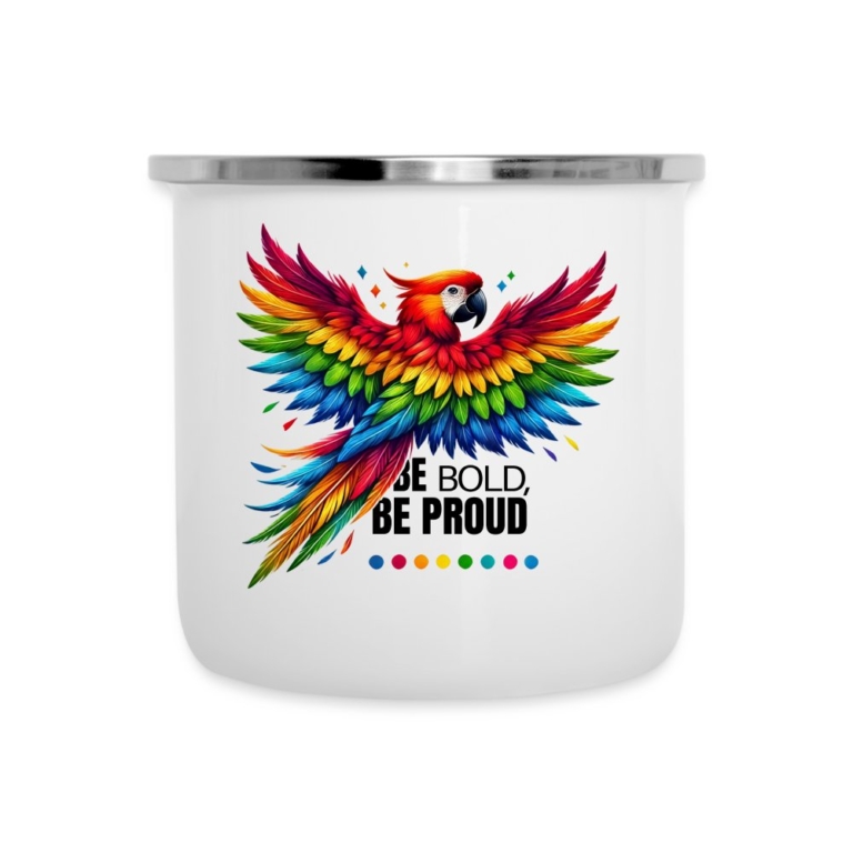 pride-papagei-emaille-tasse-weiss