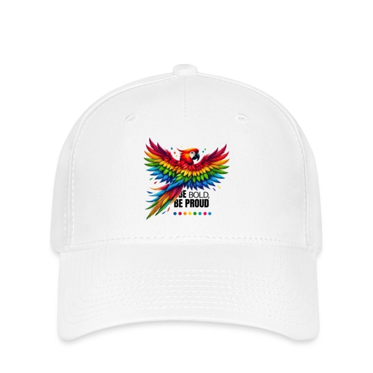 pride-papagei-flexfit-cap-weiss
