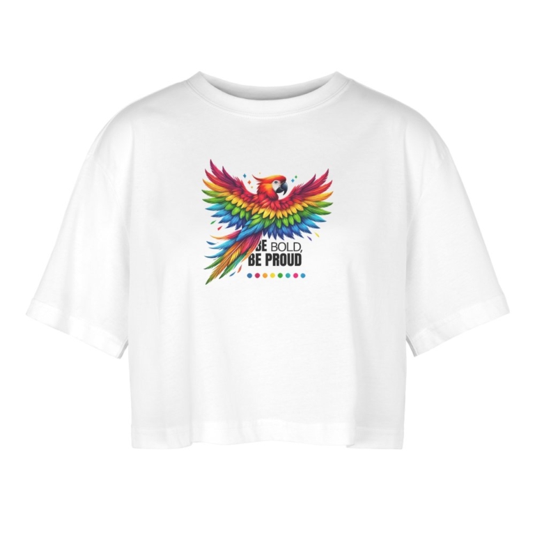 pride-papagei-frauen-oversized-cropped-t-shirt-weiss