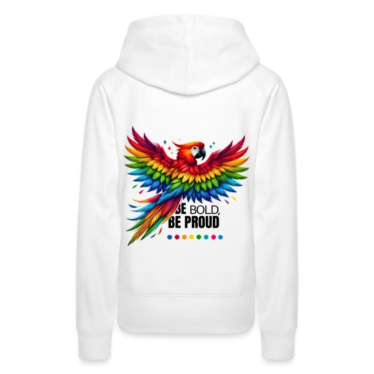 pride-papagei-frauen-premium-hoodie-weiss