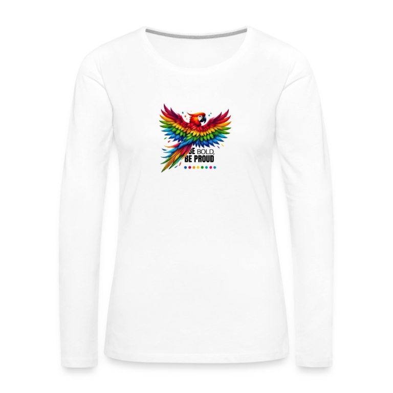 pride-papagei-frauen-premium-langarmshirt-weiss