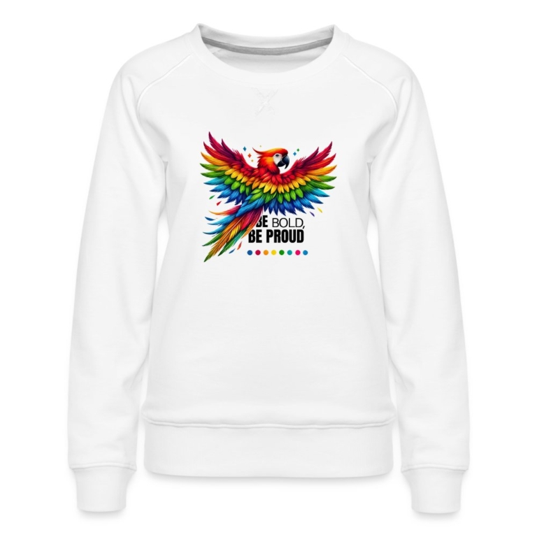 pride-papagei-frauen-premium-pullover-weiss