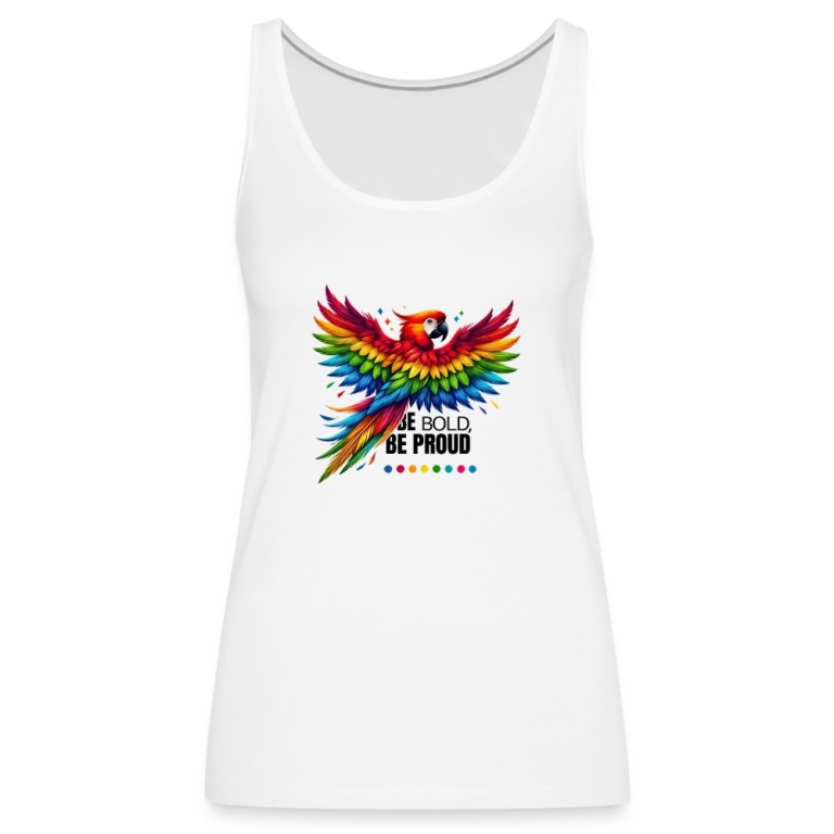 pride-papagei-frauen-premium-tank-top-weiss