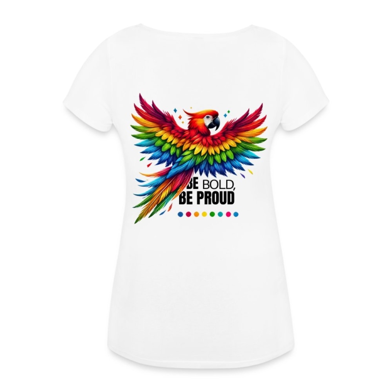 pride-papagei-frauen-schwangerschafts-t-shirt-weiss