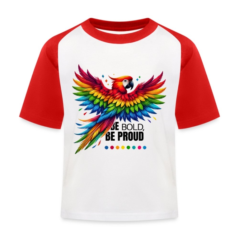 pride-papagei-kinder-baseball-t-shirt-weiss-rot
