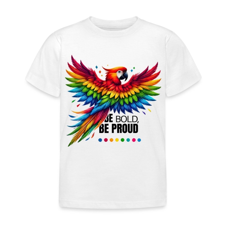 pride-papagei-kinder-t-shirt-weiss