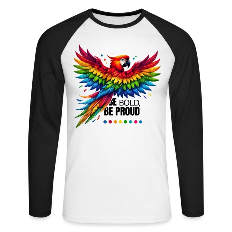 pride-papagei-maenner-baseballshirt-langarm-weiss-schwarz