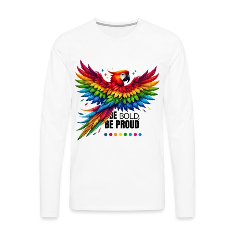 pride-papagei-maenner-premium-langarmshirt-weiss