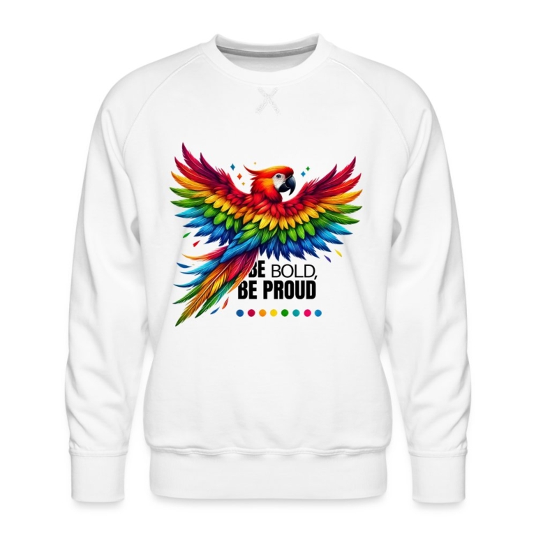pride-papagei-maenner-premium-pullover-weiss