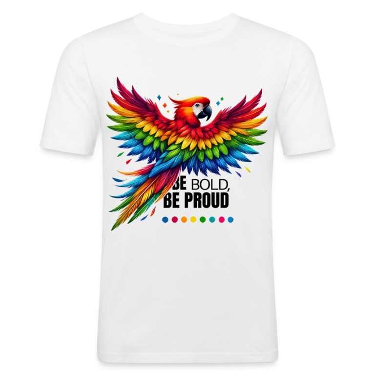 pride-papagei-maenner-slim-fit-t-shirt-weiss
