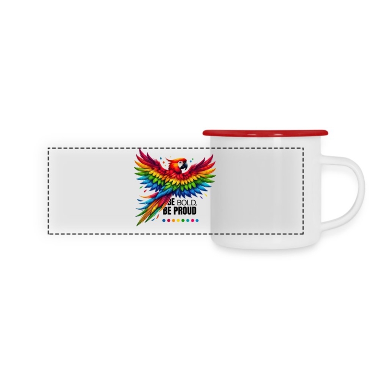 pride-papagei-panorama-emaille-tasse-weiss-rot