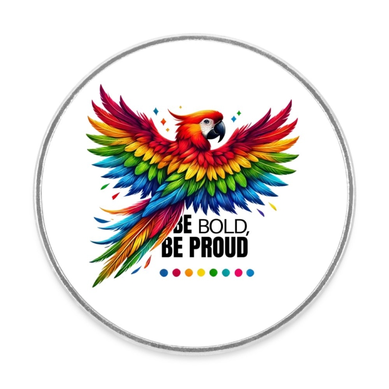 pride-papagei-runder-kuehlschrankmagnet-weiss