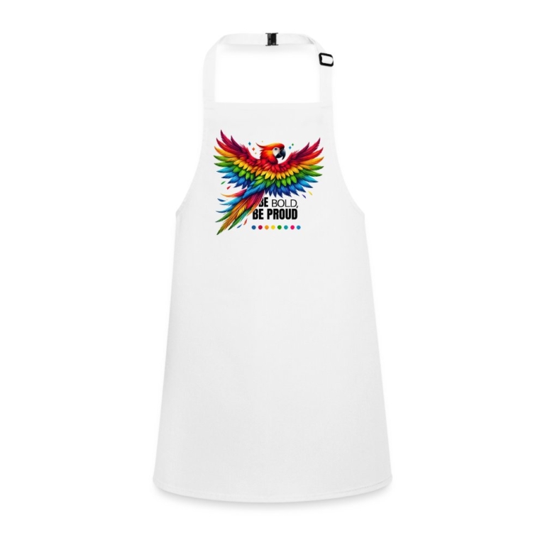 pride-papagei-schuerze-fuer-kinder-weiss