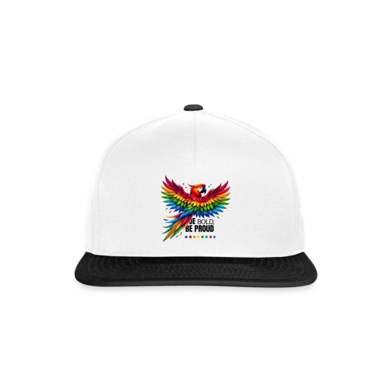 pride-papagei-snapback-cap-weiss-schwarz