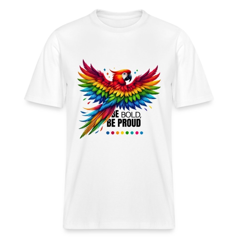 pride-papagei-stanleystella-relaxed-fit-unisex-bio-t-shirt-sparker-weiss
