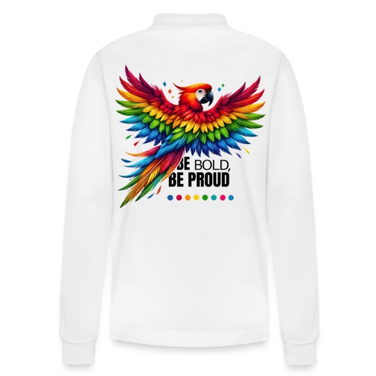 pride-papagei-stanleystella-unisex-bio-langarm-poloshirt-prepster-weiss