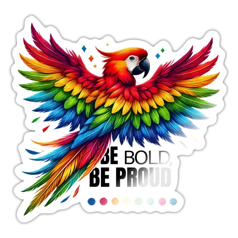pride-papagei-sticker-weiss-glaenzend