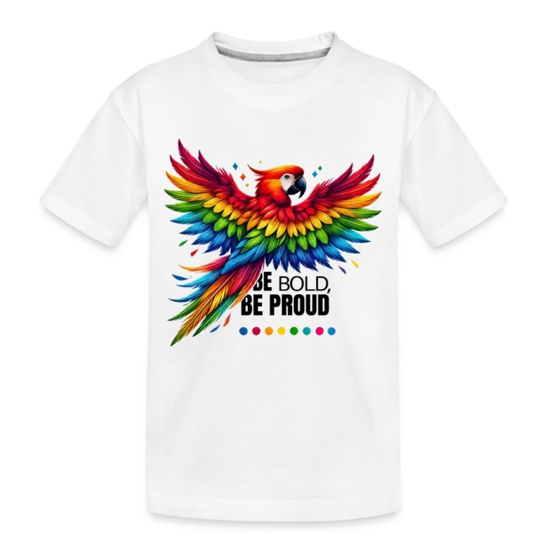 pride-papagei-teenager-premium-bio-t-shirt-weiss