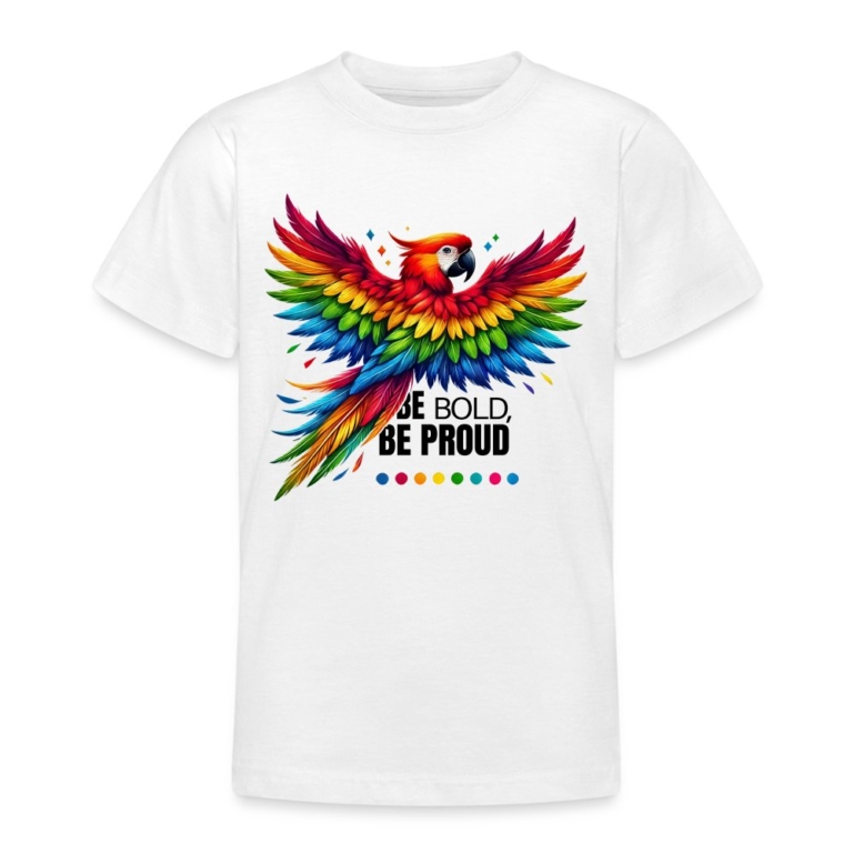 pride-papagei-teenager-t-shirt-weiss