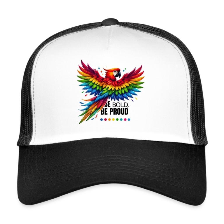 pride-papagei-trucker-cap-weiss-schwarz