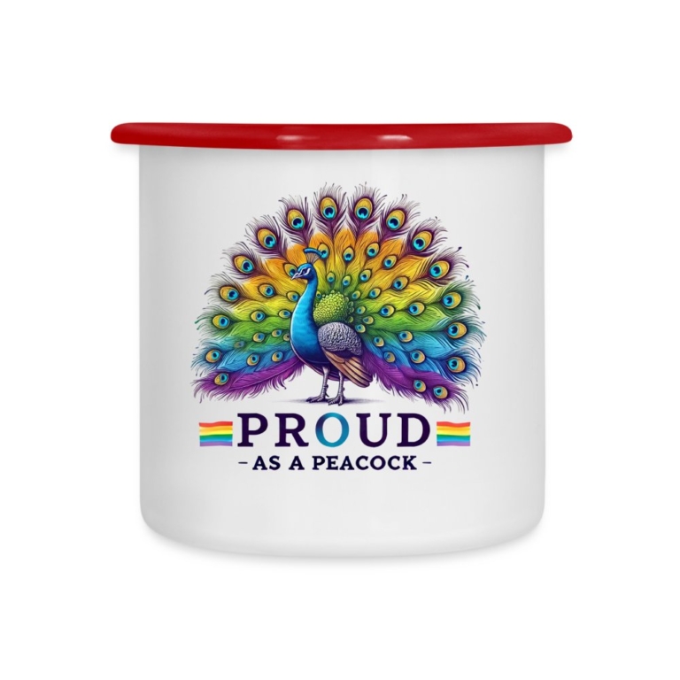 proud-as-a-peacock-emaille-tasse-weiss-rot