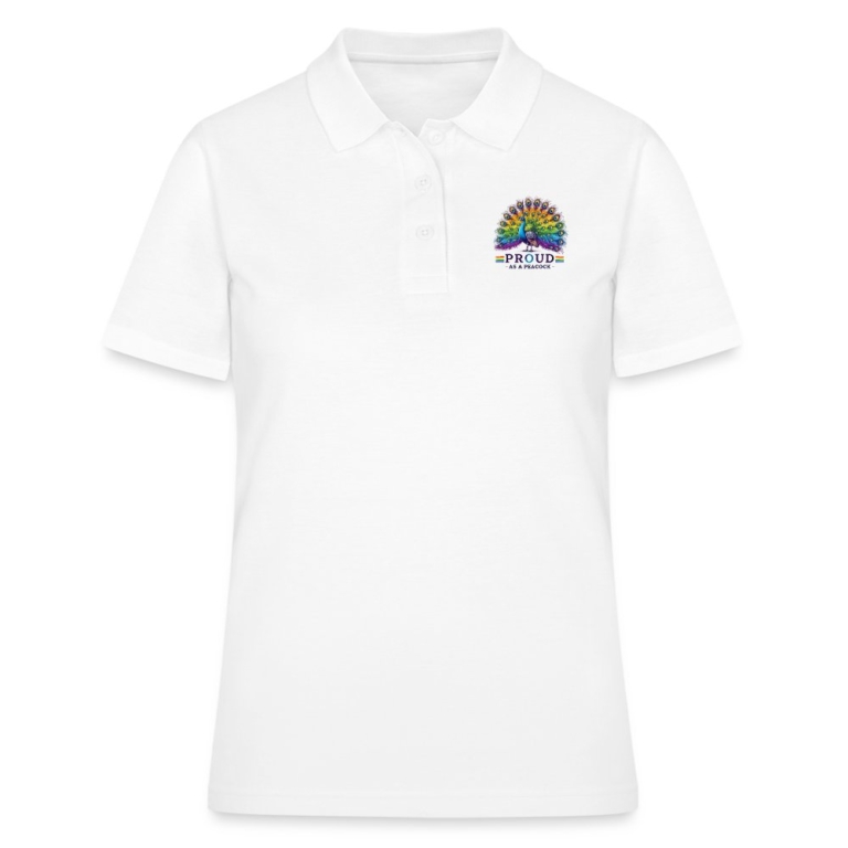 proud-as-a-peacock-frauen-polo-shirt-weiss