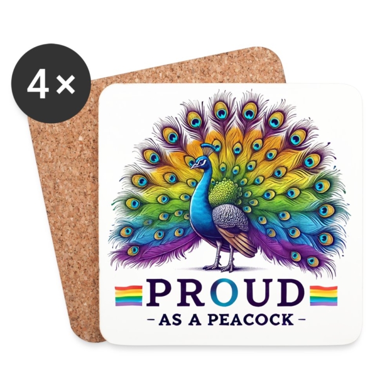 proud-as-a-peacock-untersetzer-4er-set-weiss
