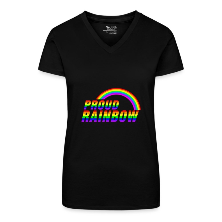 proud-rainbow-bio-frauen-t-shirt-mit-v-ausschnitt-schwarz