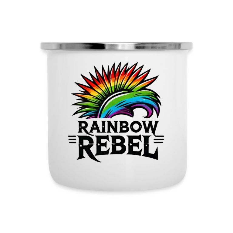 rainbow-rebel-emaille-tasse-weiss