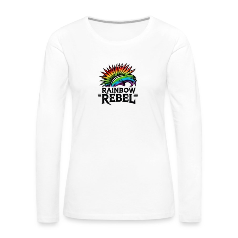 rainbow-rebel-frauen-premium-langarmshirt-weiss