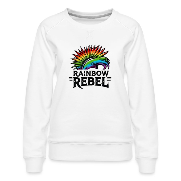 rainbow-rebel-frauen-premium-pullover-weiss