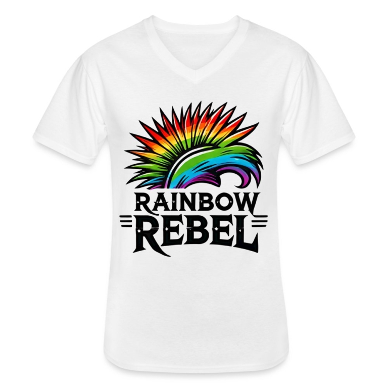 rainbow-rebel-klassisches-maenner-t-shirt-mit-v-ausschnitt-weiss