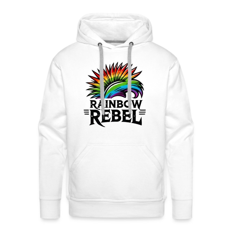 rainbow-rebel-maenner-premium-hoodie-weiss