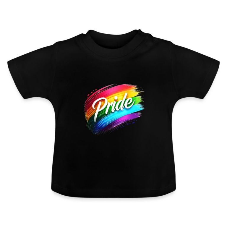 regenbogen-pinselstrich-baby-bio-t-shirt-mit-rundhals-schwarz