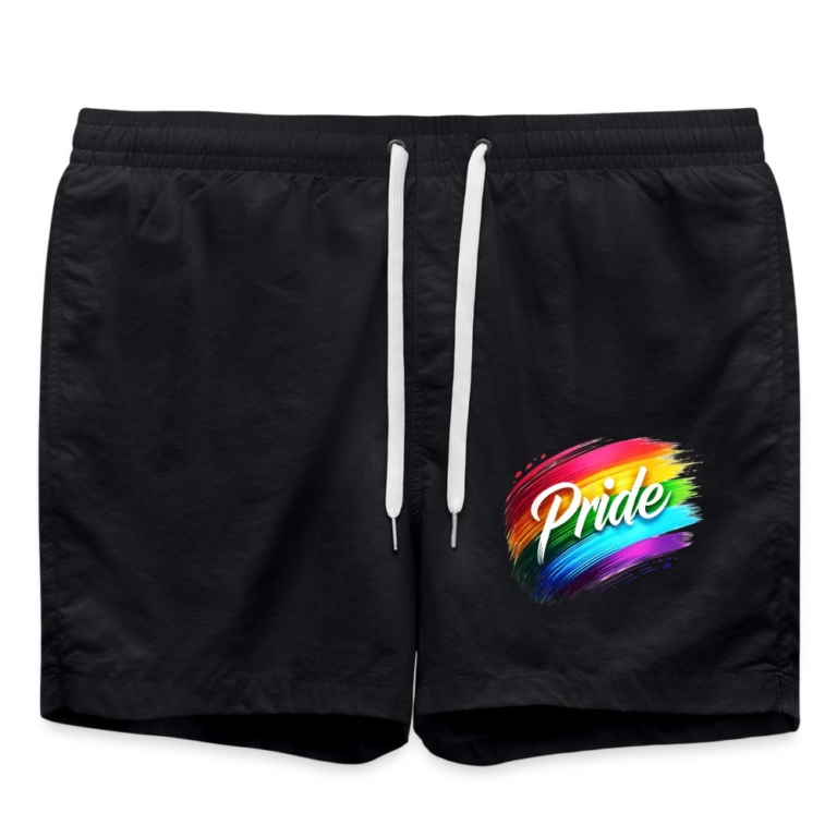 regenbogen-pinselstrich-badeshorts-schwarz