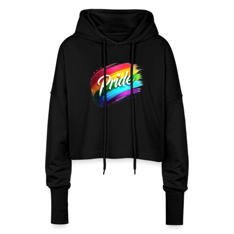 regenbogen-pinselstrich-cropped-frauen-hoodie-schwarz